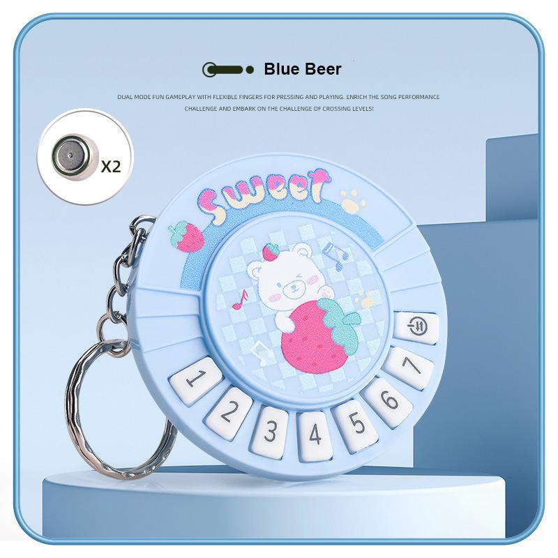 1Pc Small Piano Keychain Pendant Luminous Music Toy Playing Music Pronunciation Round Piano Xmas Holiday Present