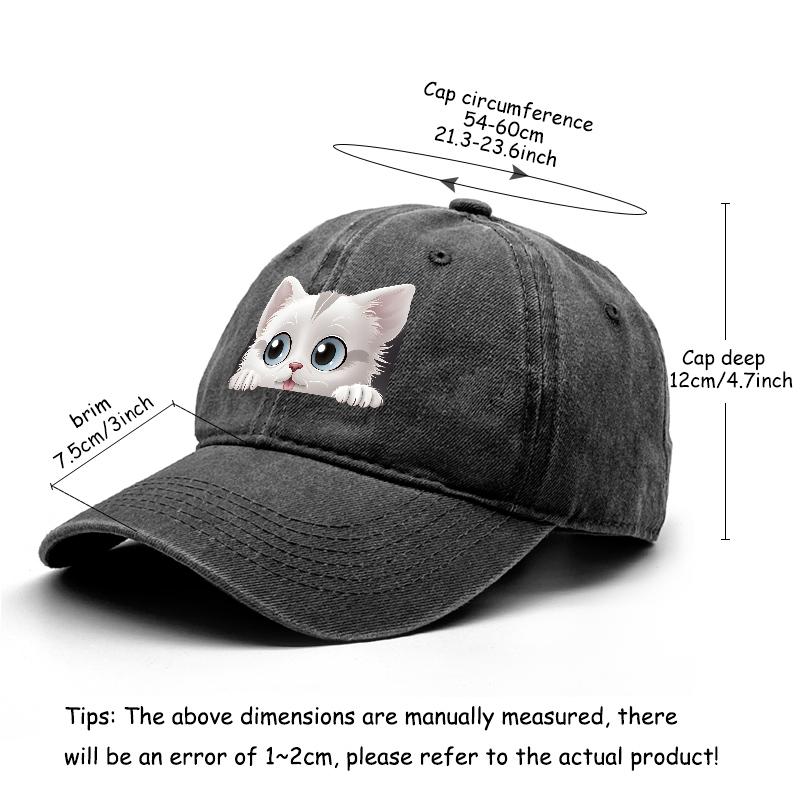 Cute Cat Print Snapback Sun Hat Cat Avatar Woman's Cap Cozy Adjustable Strap Baseball Hat Perfect For Outdoor Accessory