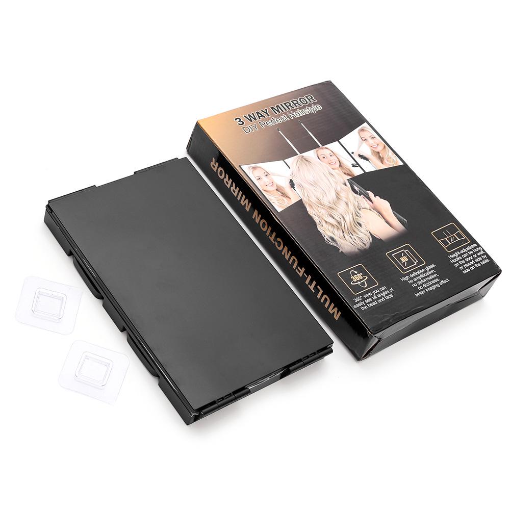 Adjustable LED Folding Three-Sided Mirror for Hairdressing & Makeup