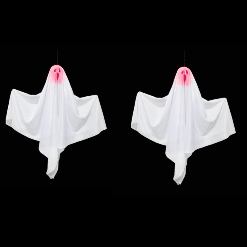 Halloween Ghost Hanging Decorations Halloween Hanging Light Up White Flying Ghosts Tree Window Wall Scary Ornament 65*60cm