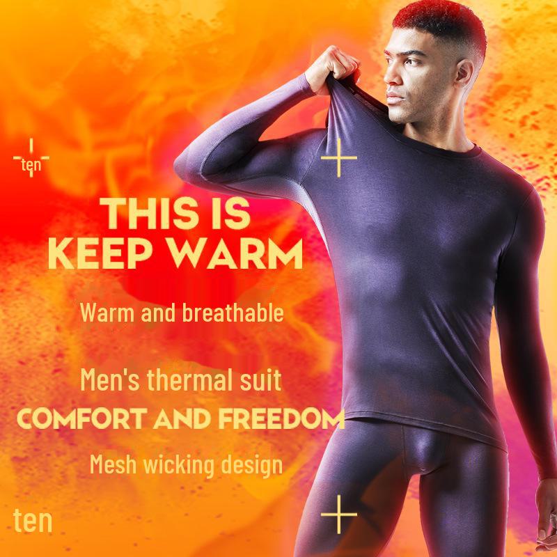 Men's Slim Fit V-Neck Thermal Underwear Set - Autumn/Winter Collection