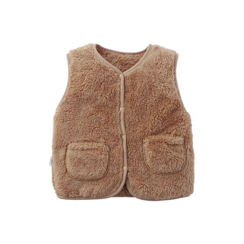 1-5 Years Kids Warm Fleece Vest Sleeveless Button Top