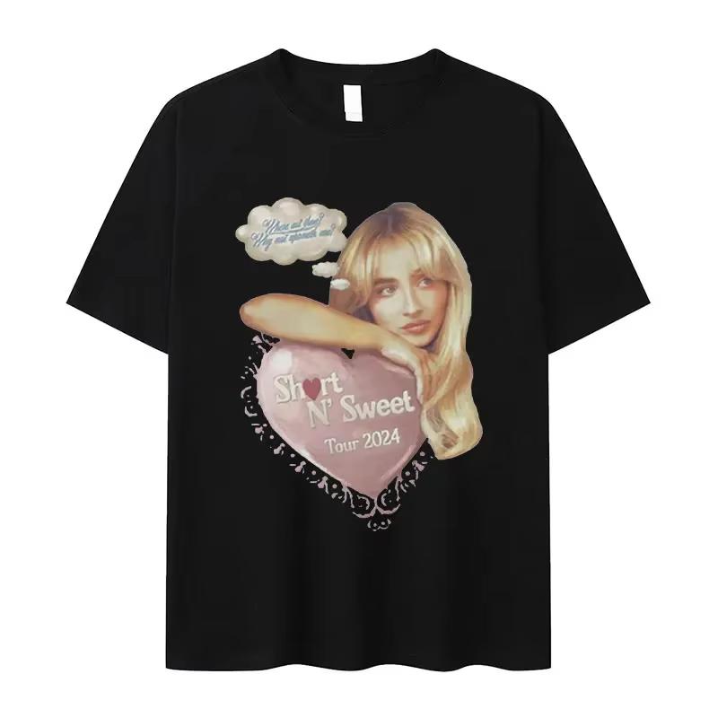 90s Sabrina Carpenter Music Tour Graphic T Shirts Man Women Retro High Quality Fashion T-shirt Cotton Oversized Tshirt