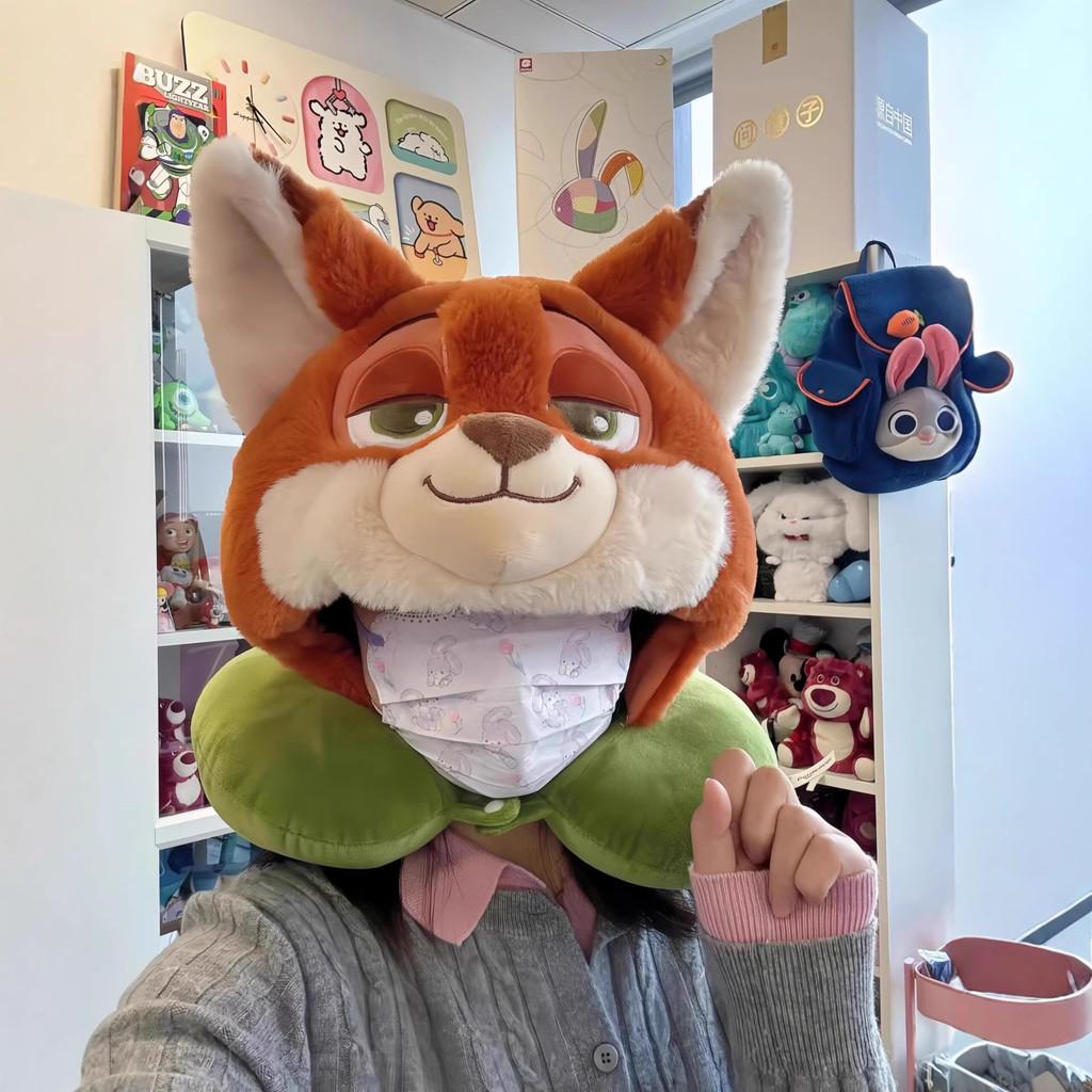 Zootopia Nick And Judy Cartoon Plush Hooded Neck Pillow With Pp Cotton For Kids