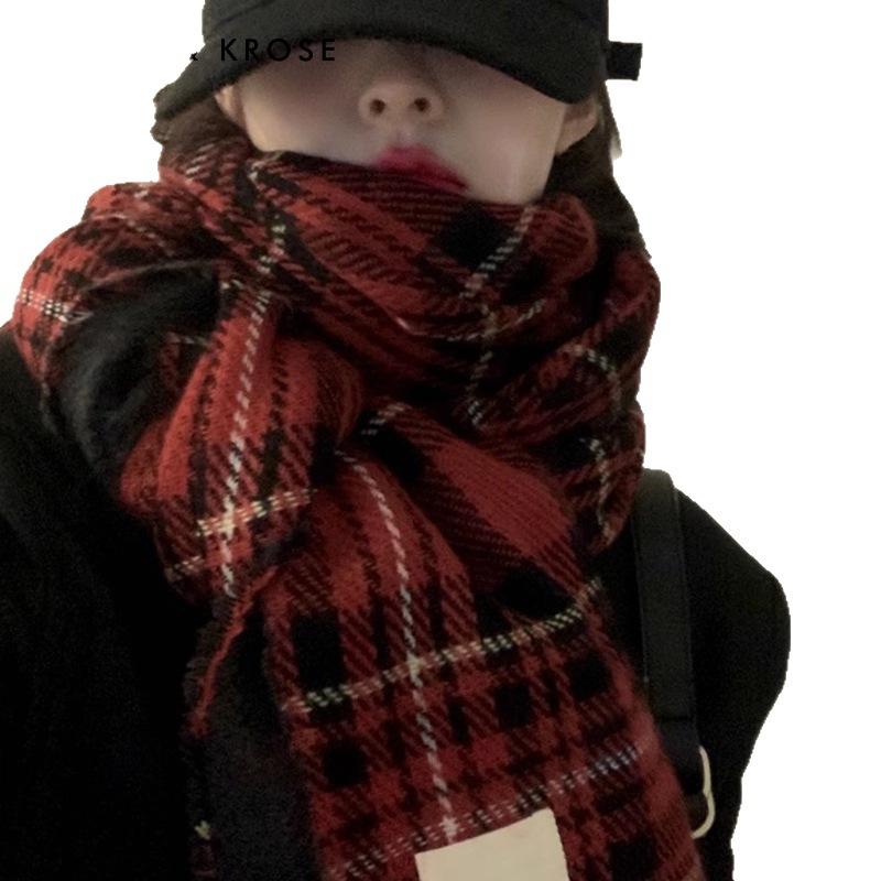 [New Year's Gift] Official website small c & k flagship store scarf women's winter red plaid scarf thickened shawl