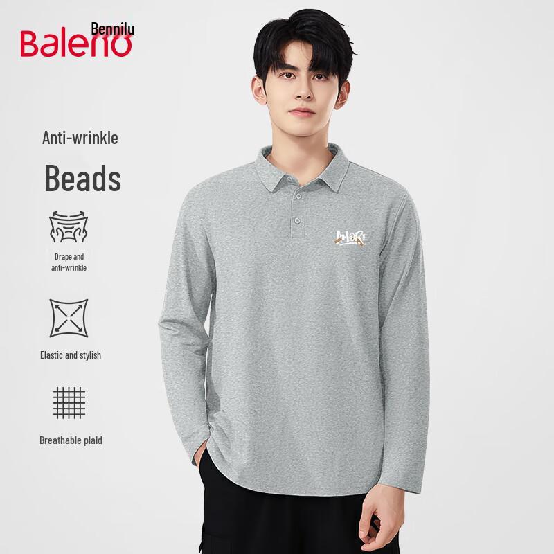Baleno Men s Letter Print Long-Sleeve Polo Shirt 2XL