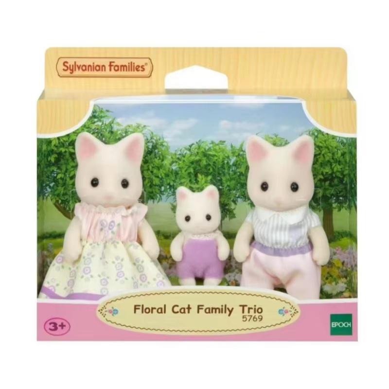In Stock Sylvanian Families Triplet Series Anime Mini Baby Persian Cat Action Figure Doll Accompanying Parent-Child Toy Kid Gift