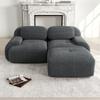 Corner Sofa Made of Corduroy Fabric, Frameless, Combinable with Curved Armrests, No Assembly, Padding for Living Room and Bedroom, Grey