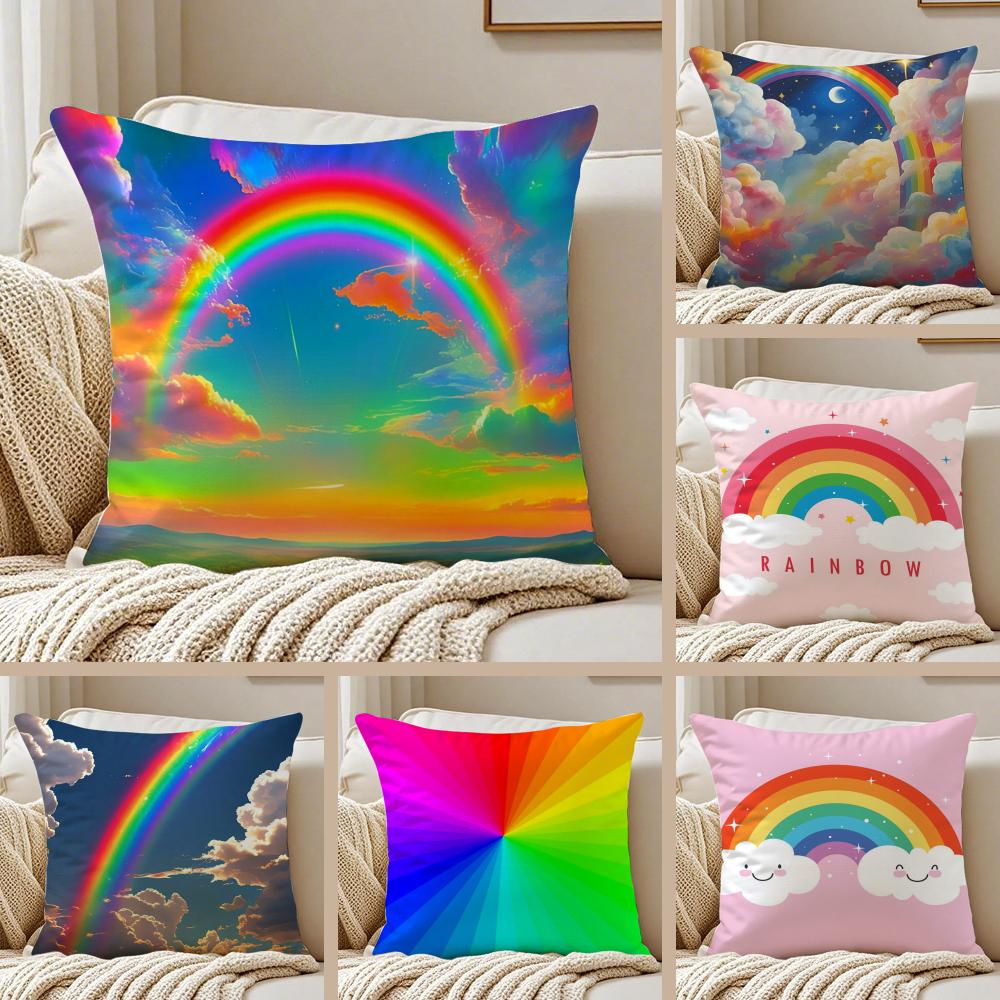 Warm Colorful Cheerful Art RRainbow Cushion Cover Pillowcase Antidustmite living Room Sofa Decor Cushion Room