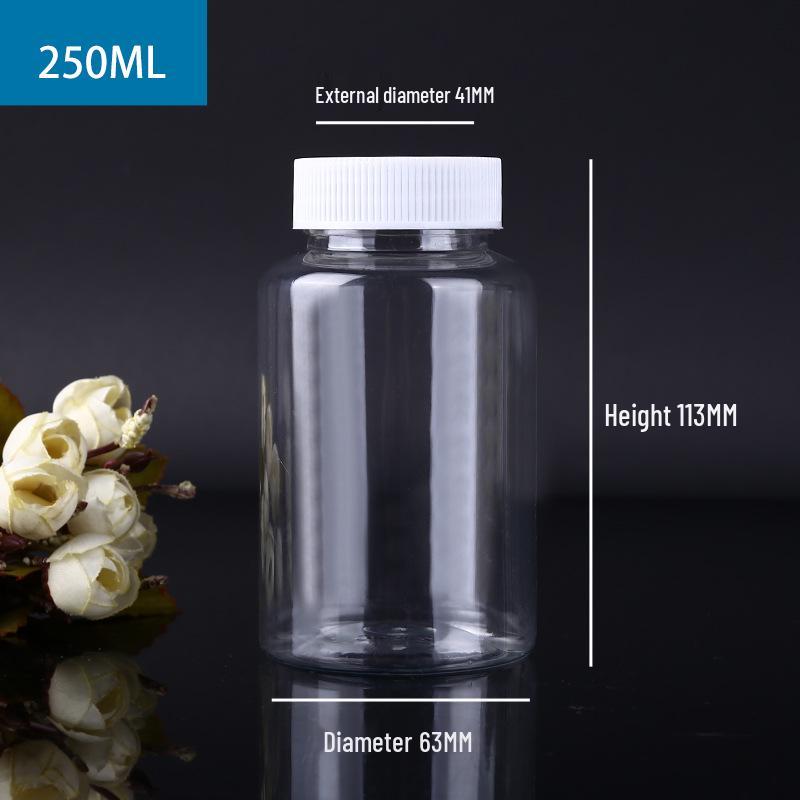 PET Wide-Mouth Transparent Dispensing Bottle with Lid - Solid/Liquid Container