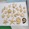 1pc Stainless Steel Pendant Charm Big Small Fish Shell Sea Star Crab Turtle Ocean PVD Gold Waterproof Custom