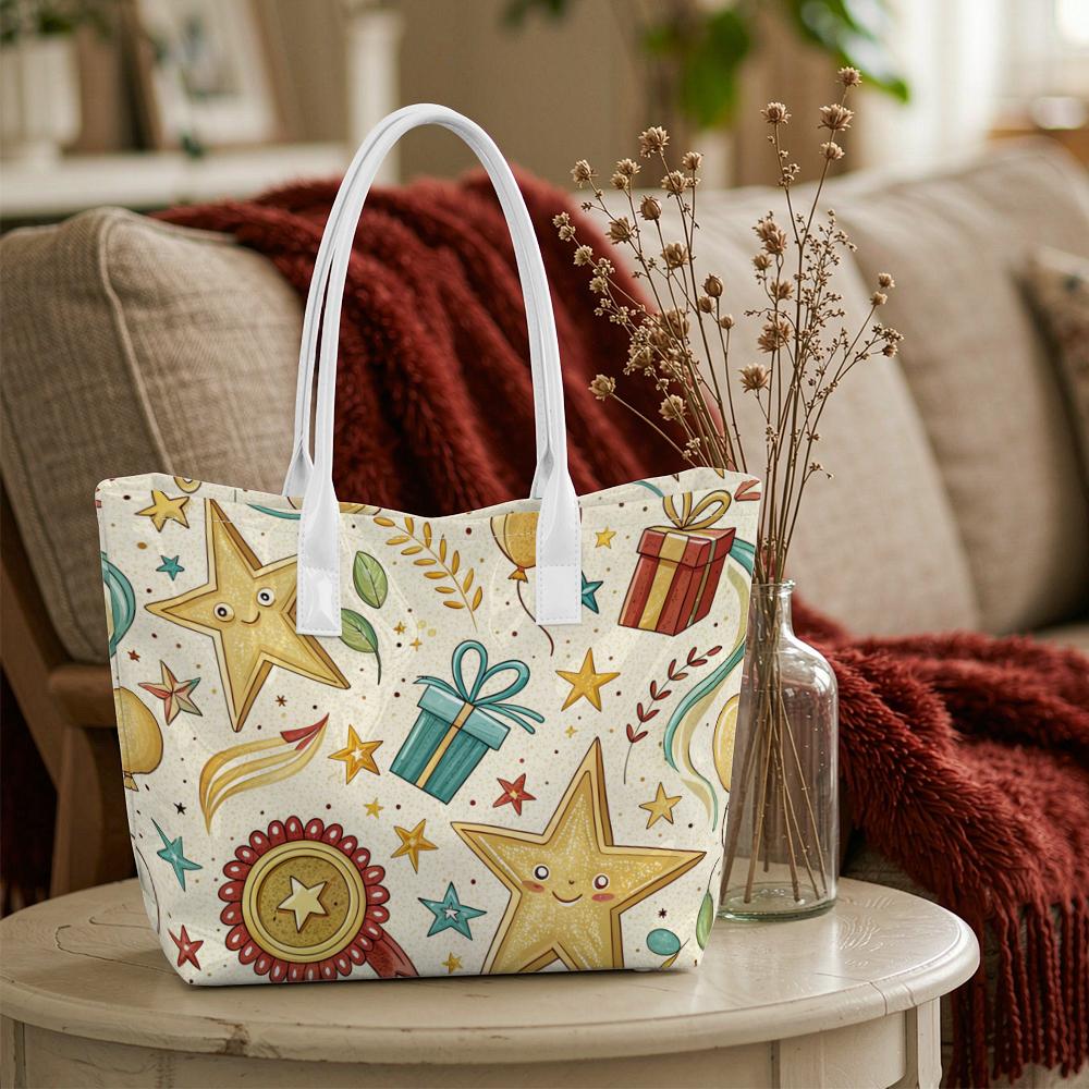 Cute Cartoon Star Gift Pattern Tote Bag for Daily Use Shopping