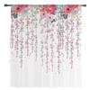 Plant And Flower Illustration In Red And Pink Sheer Window Curtain Tulle Curtains for Livingroom Bedroom Home Decor Voile Drapes