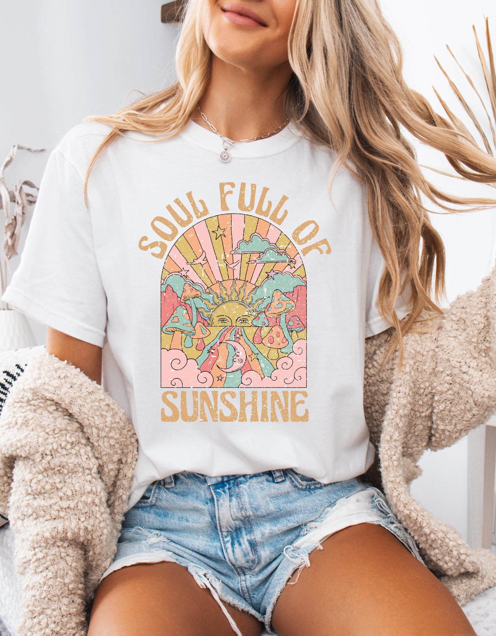 

Soul Full of Sunshine Women Creativity Pattern Round Neck Suitable For Surfing Beach Tshirt Summer Spring Women Short Sleeve S