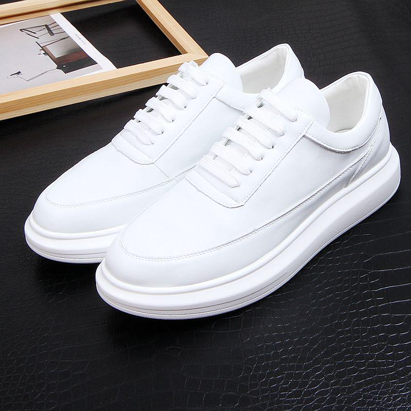 Trendy Men s Artistic Casual White Leather Loafers - Japanese Style Thick-Soled Fashionable Skate Shoes. 40