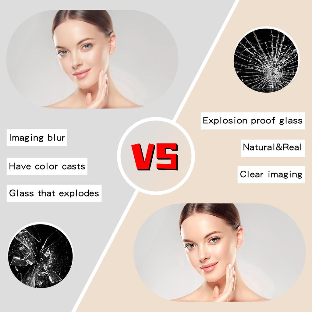 Adjustable Wide Viewing HD Mirror and Back of Head Visibility Height, 360° Angle, Foldable, 3-Way Mirror, Angle, Shatterproof, Surface,