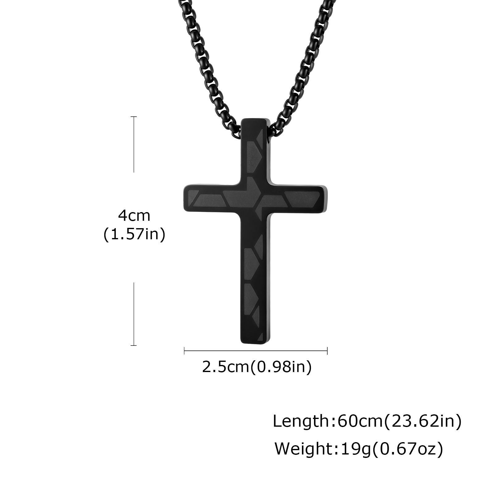 Scripture 1:9 Cross Necklace for Men,Stainless Steel Football Pattern Cross Pendant,Christian Classic Jewelry Gift 60cm