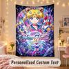 Custom Personalized Tapestry,Sailor Moon Print Custom Name Text Wall Art Hanging for Bedroom