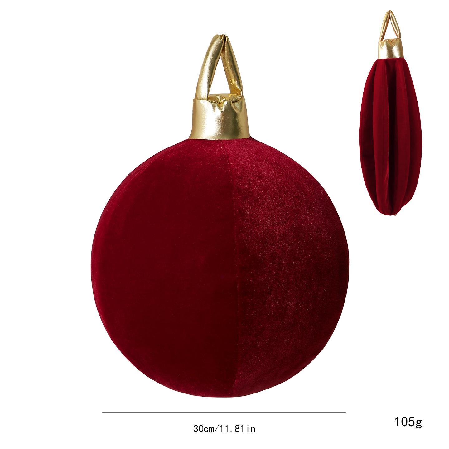 30cm Grote Geblazen Fluweel Kerstballen Decoratief voor Buiten Tuin Plafond Navidad Hangende Bal Huisdecoratie Accessoires 30cm rood