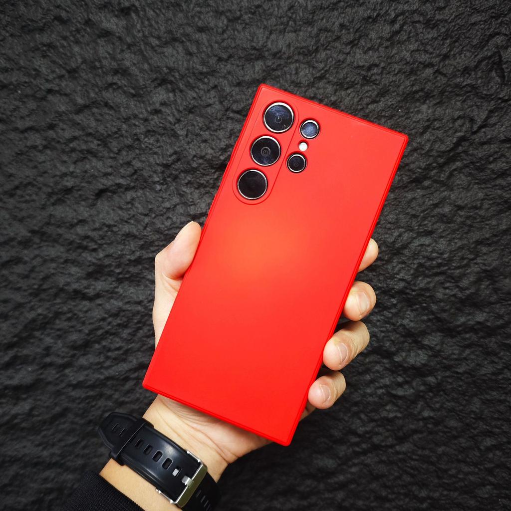 Samsung S24ultra Built In Velvet Cell Phone Case S23PLUS Imitation Liquid Silicone Cube Straight Edge Soft Shell