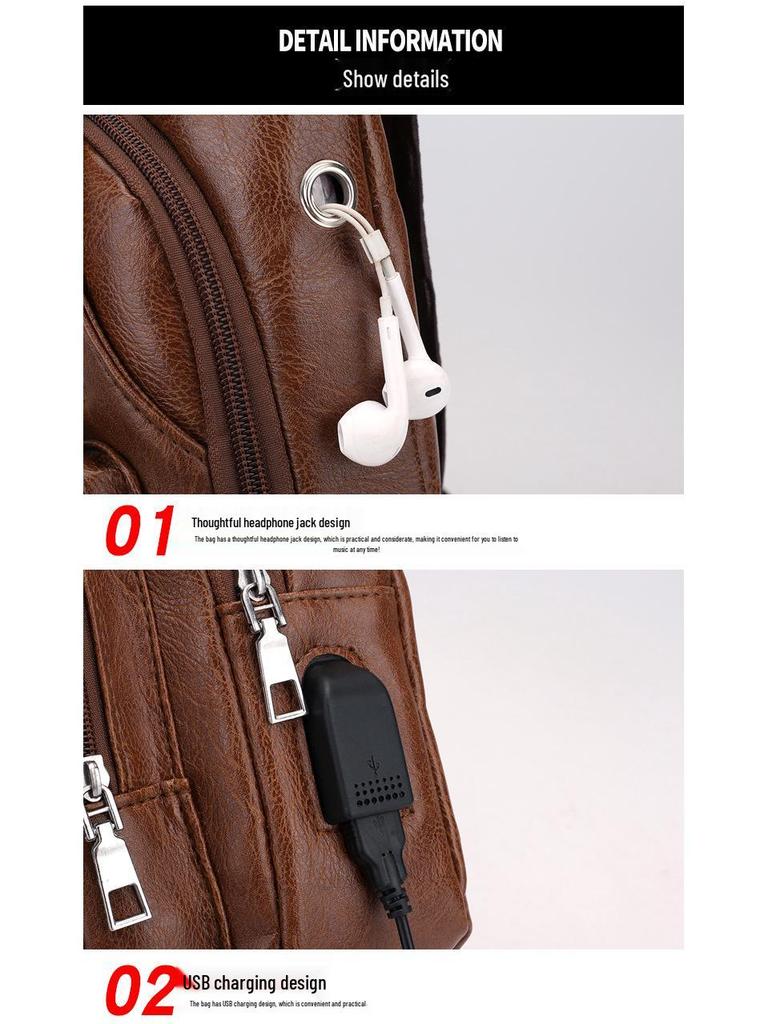 Men's Korean Style Multifunctional Crossbody Chest Bag and Waist Backpack for Outdoors