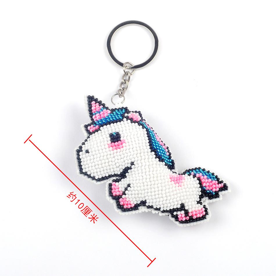 Unicorn & White Dragon Horse Beaded Embroidery Keychain Kit