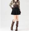 Gray Wool A-line Pleated Skirt - Women's Petite High Waist, Slimming, Short, Autumn/Winter 2025.
