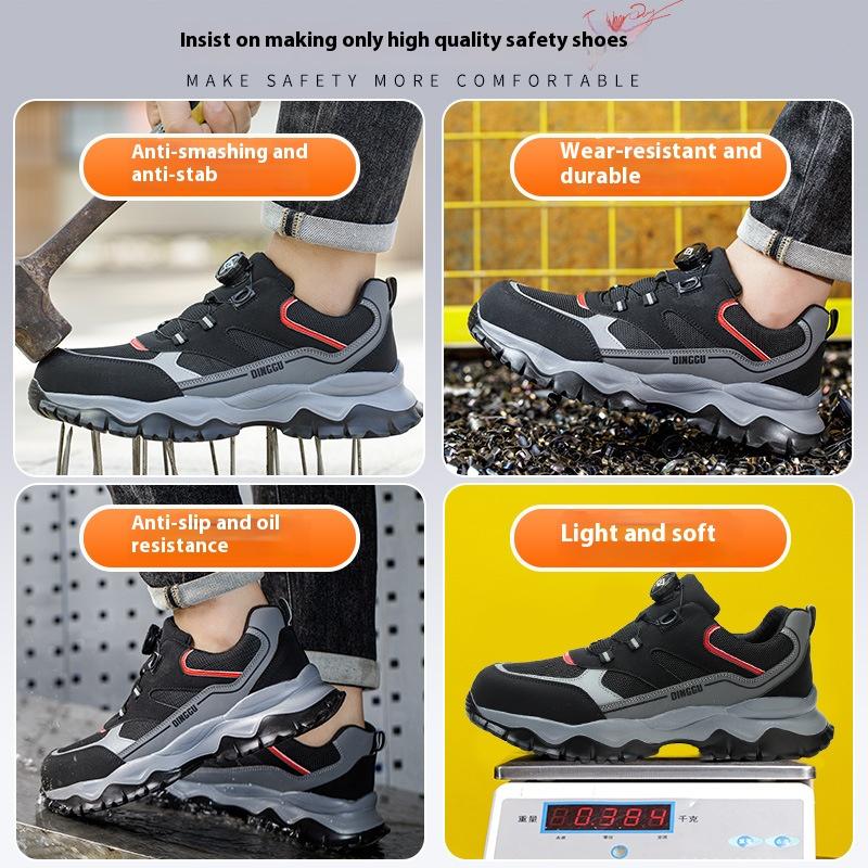 Light Breathable Sneaker Safety Shoes With Steel Toe Cap Anti-Piercing, Shock Absorbing Anti-Smash Design, Work Shoes For Men