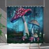 Bathroom Waterproof Curtain Digital Printing Plant Mushroom Shower Curtain Non-Punching Toilet Partition Curtain Shower Cloth