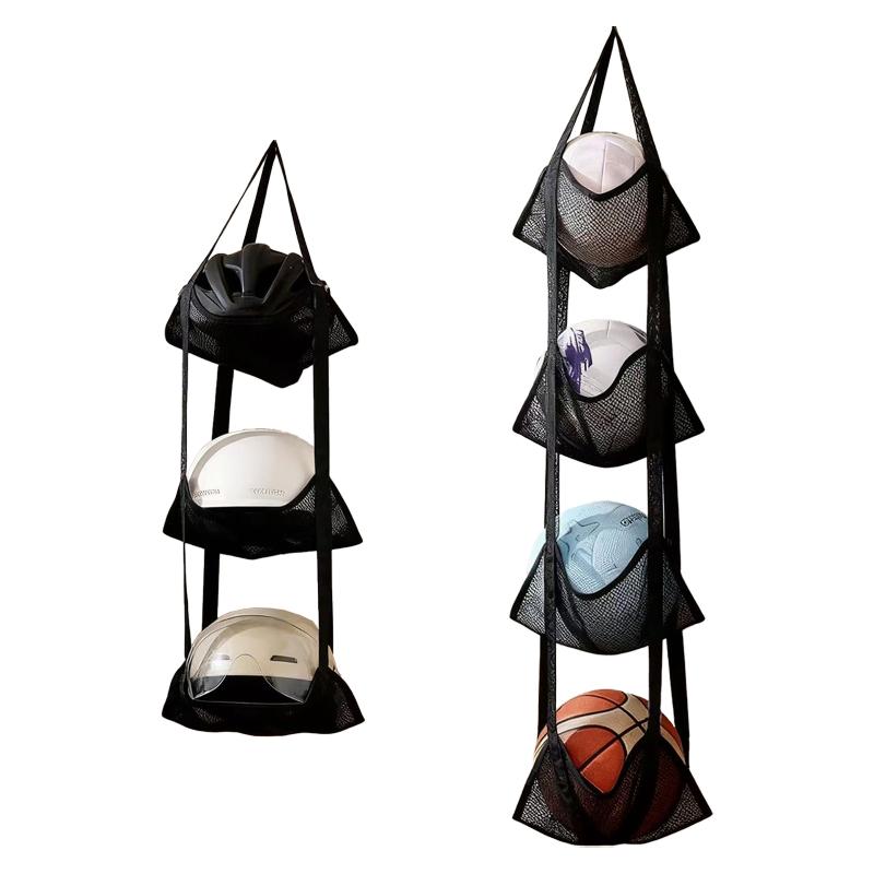 Wall Mounted Ball Storage Hanging Bag Mesh Pockets Organizer For Basketball Soccer Home Garage Sports Equipment Toys Holder