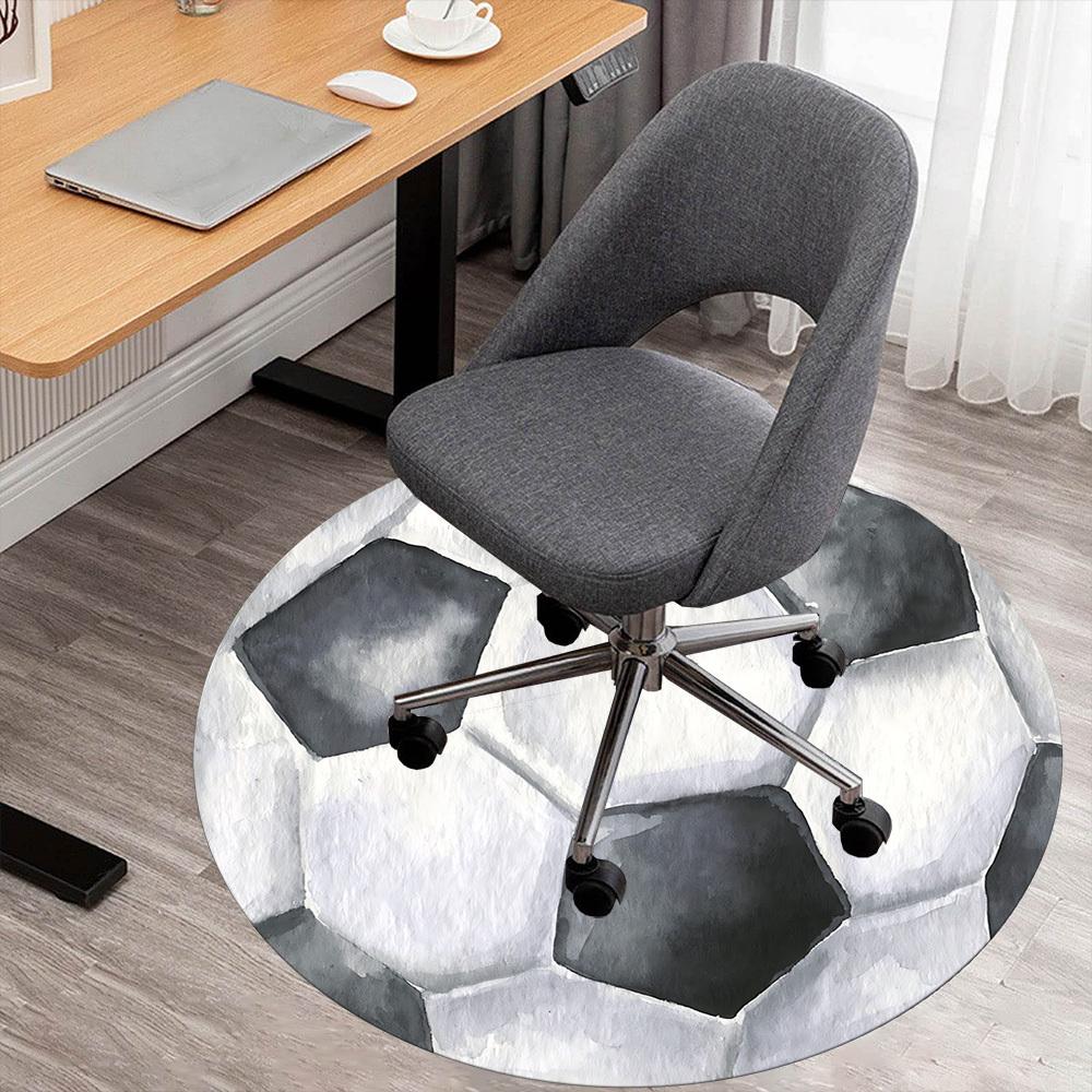 

1pc Soccer ball Round Chair mat Area Rug - Non-Slip, Floor Mat for Office, Bedroom, and Indoor Decor c1125110 80cm by 80cm