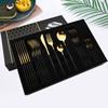 Black Gold 24Pcs Stainless Steel Tableware Cutlery Set Dinnerware Knife Fork Spoon Silverware Set Flatware Set Luxury Gift Box