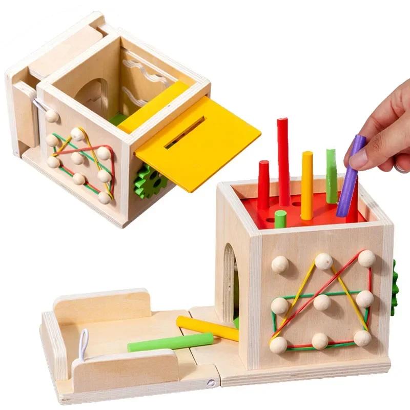 8 In 1 Montessori Permanence Box Carrots Toys Child Wooden Shape Sorting Matching Educational Toys for Kid Over Age 1-Year-Old