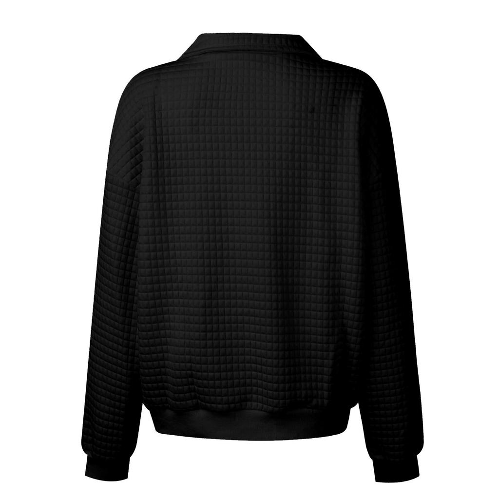 Damenmode Lässiges Sweatshirt mit Stehkragen und Reißverschluss und langen Ärmeln