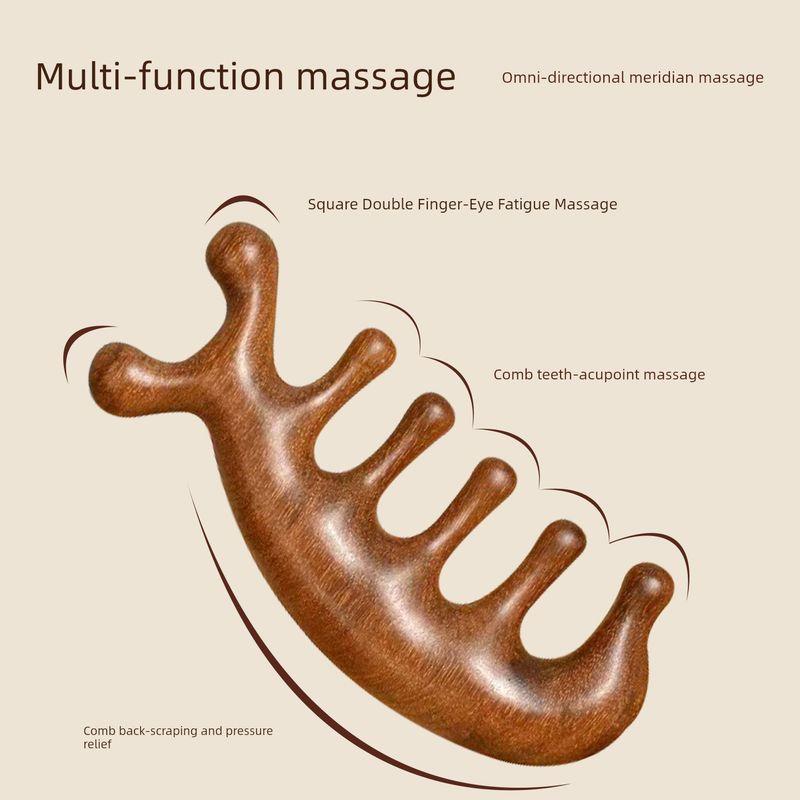 Massage Comb Ebony Head Meridian Comb Head Therapy Massage Men and Women Scraping Scalp Meridian Anti-Wide Tooth Brush Five Finger Brush