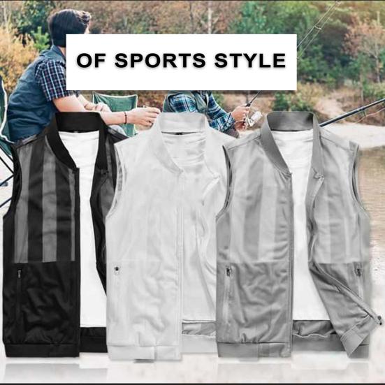 Gilet Estivo in Rete da Uomo Asciugatura Rapida Traspirante Multitasche Giacca Senza Maniche per Esterno Pesca Escursionismo con Tasche con Zip