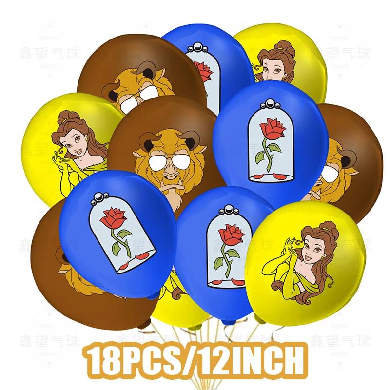 Beauty And The Beast Party Decoration Birthday Backdrop Belle Princess Paper Cup Plate Balloons For Girl Favor Gifts Baby Shower