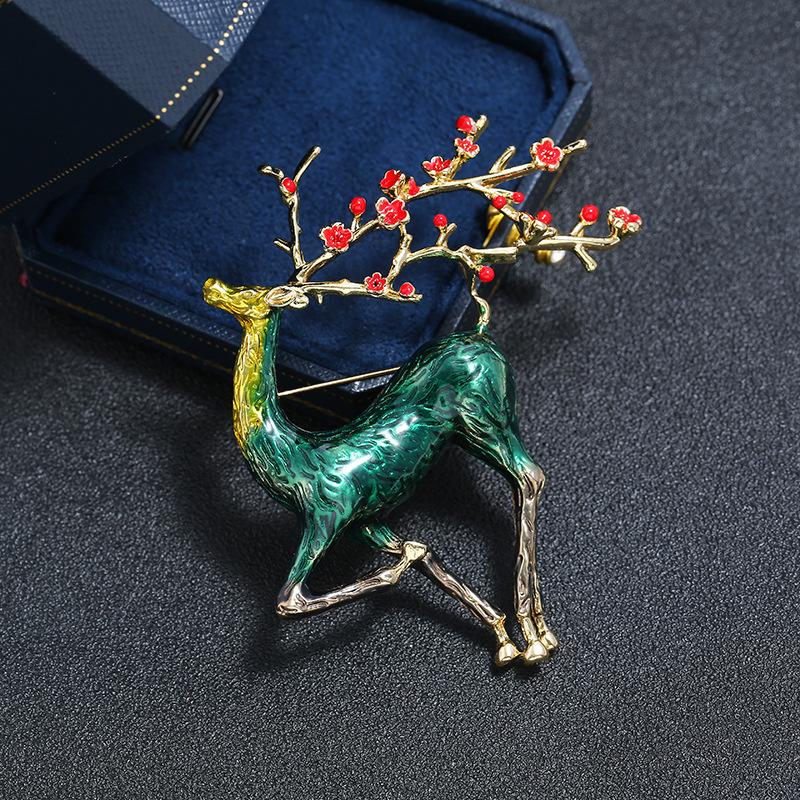 National Style Sika Deer Brooch Female Animal Creative Exaggerated Personality Pin Brooch Temperament Suit Coat Accessories