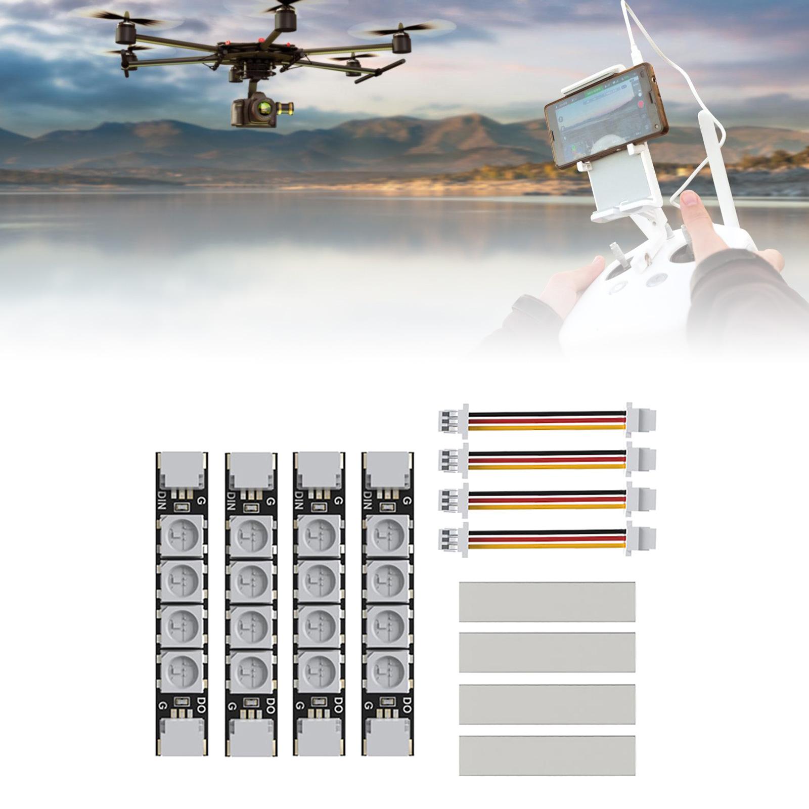 

4шт світлодіодні стрічки для дронів 2812 Програмований набір світильників для рук FPV Набір аксесуарів для освітлення квадрокоптера