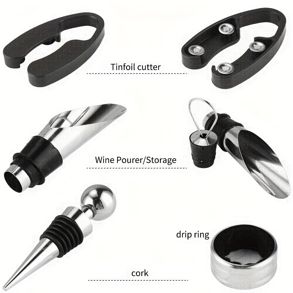 5pcs Stainless Steel Wine Opener Set | Durable Corkscrew & Tools | Complete Wine Tool Box for Easy Opening