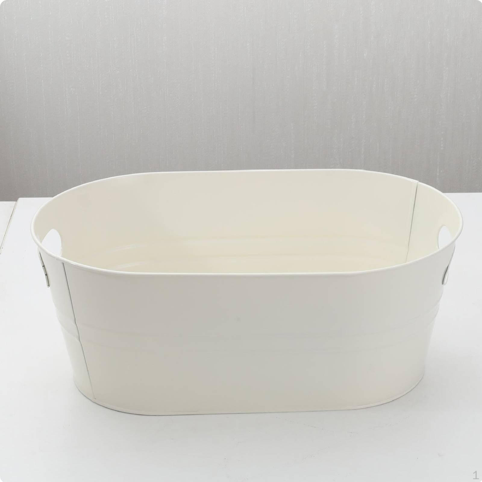 Oval Metal Ice Bucket Keeps Drinks Cold Rust Resistant Beverage Chiller for белый