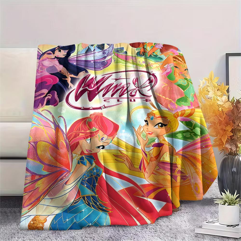 1 pièce Couverture Flanelle Imprimée Winx Club, Haute qualité Toutes Saisons, Décoration Maison, Chaleur et Confort, Parfait pour les Cadeaux de Noël
