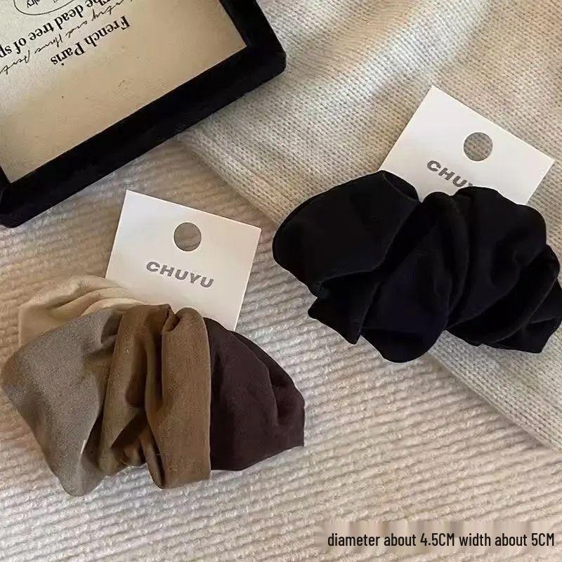 High Elasticity Coffee Color Hair Tie - Versatile 2025 Wide Edge Ponytail Rubber Band for Women