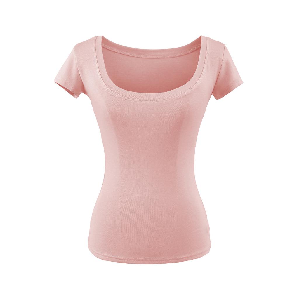 Square neck short-sleeved T-shirt women's summer new American Spice Girl style solid color sexy slim bottom top