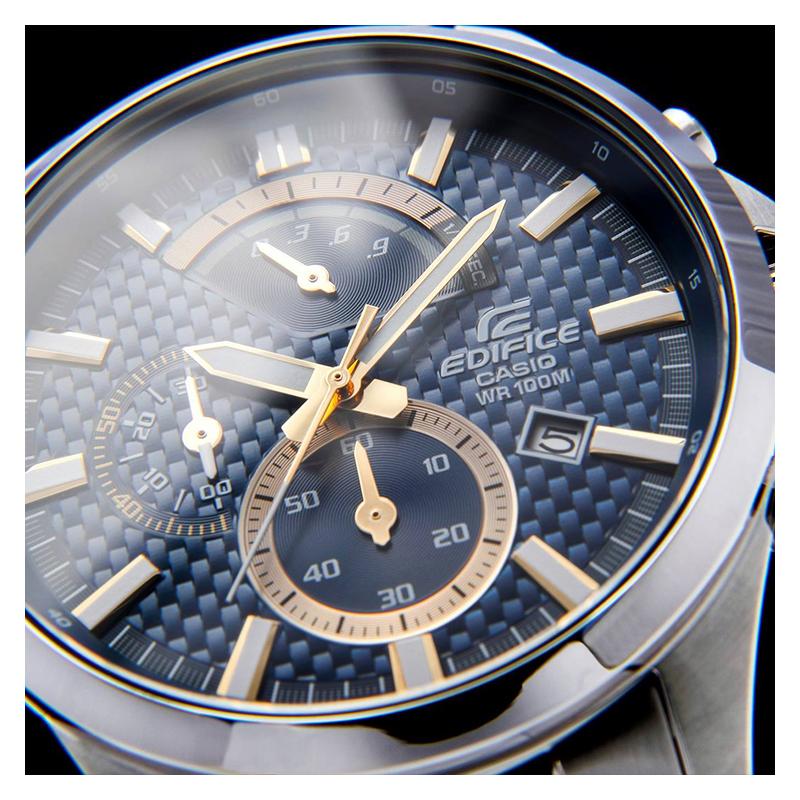 Casio EDIFICE Series Waterproof and Versatile Quartz Movement Stainless Steel Strap Japanese and Korean Watch Men's Watch Blue Dial EFV-530D-2A