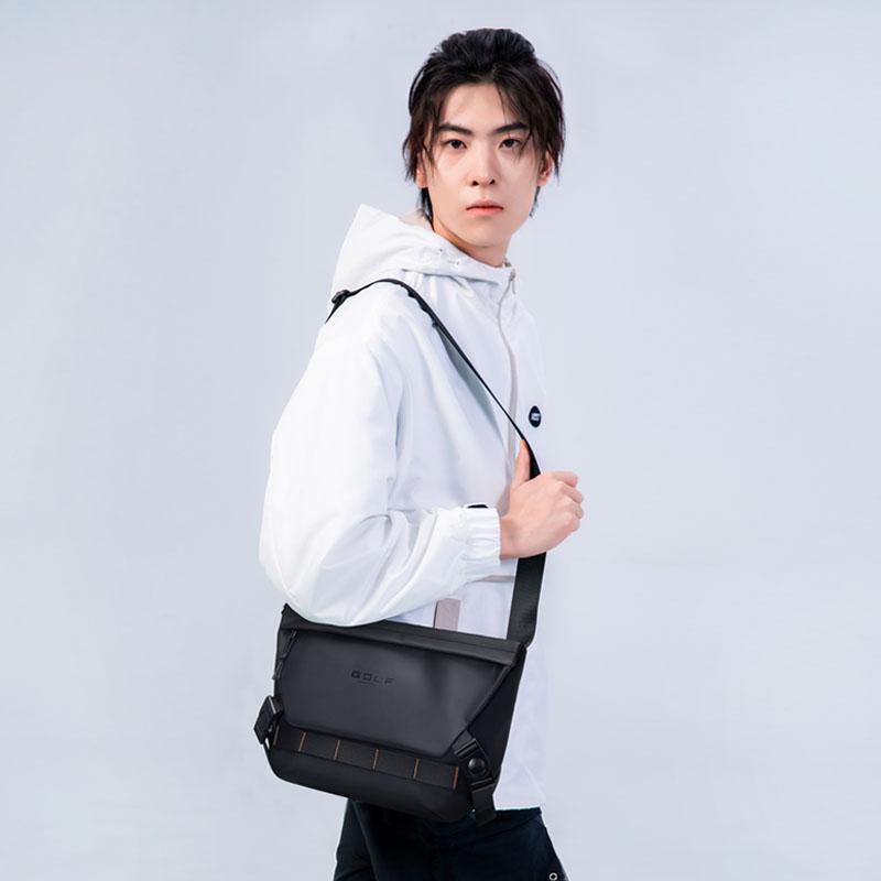 New GOLF Textile, Synthetic Leather Messenger Bag, Crossbody Bag Men's Black D241878