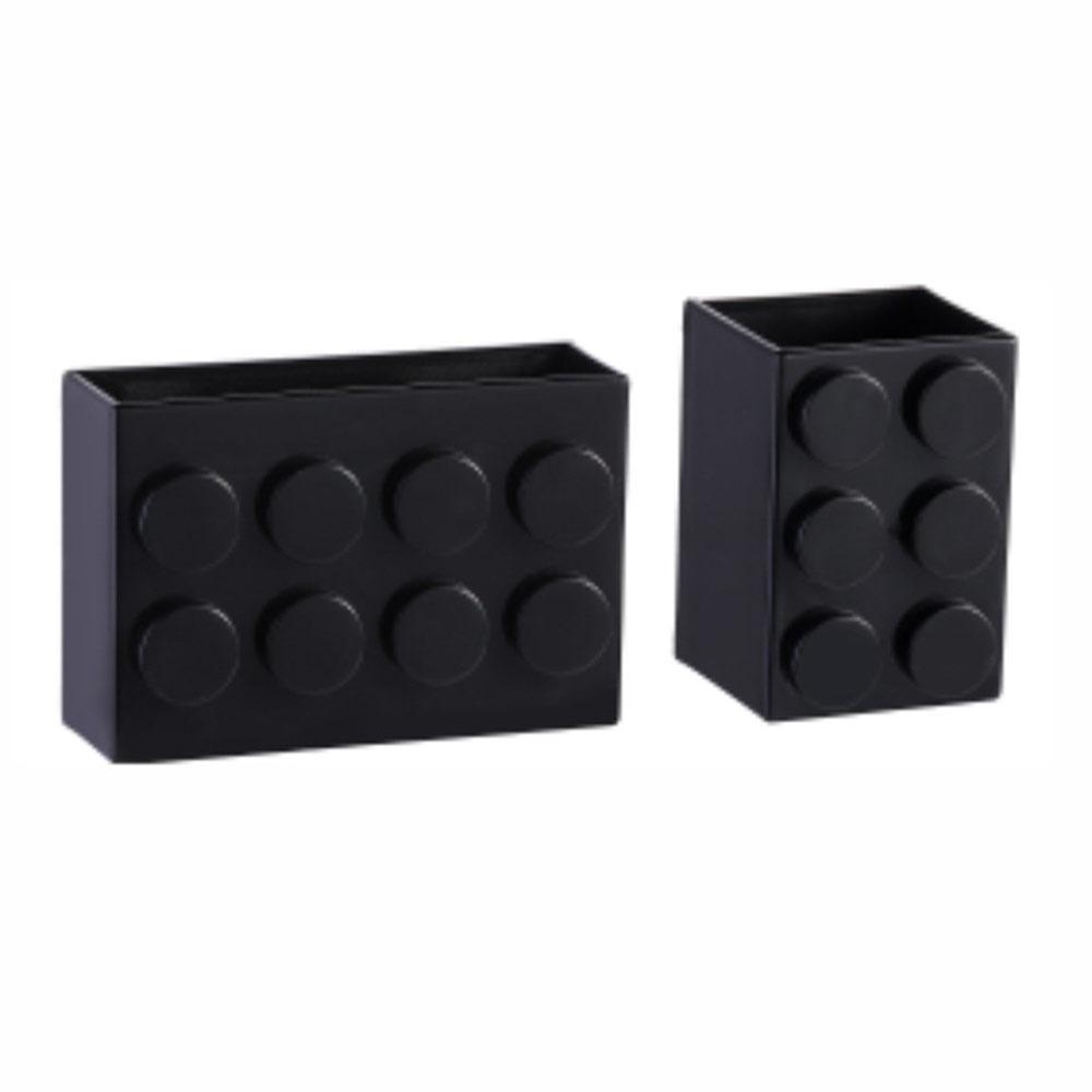 

2Pcs Building Block Refrigerator Magnet Storage Box Storage Basket for Refrigerator чорний