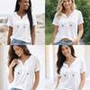 Thin Henley Shirt Hoodie Loose Fit Pullover Tops Fashion Hooded Short Sleeve T-Shirt  Women