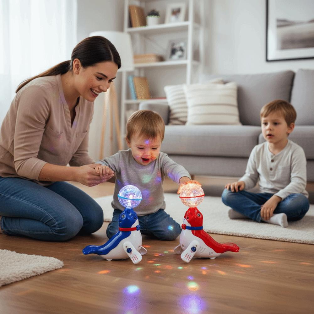 Ball Spinning Electric Sea Lion Toy Light Cute Design Rotating Toy  Educational Toy