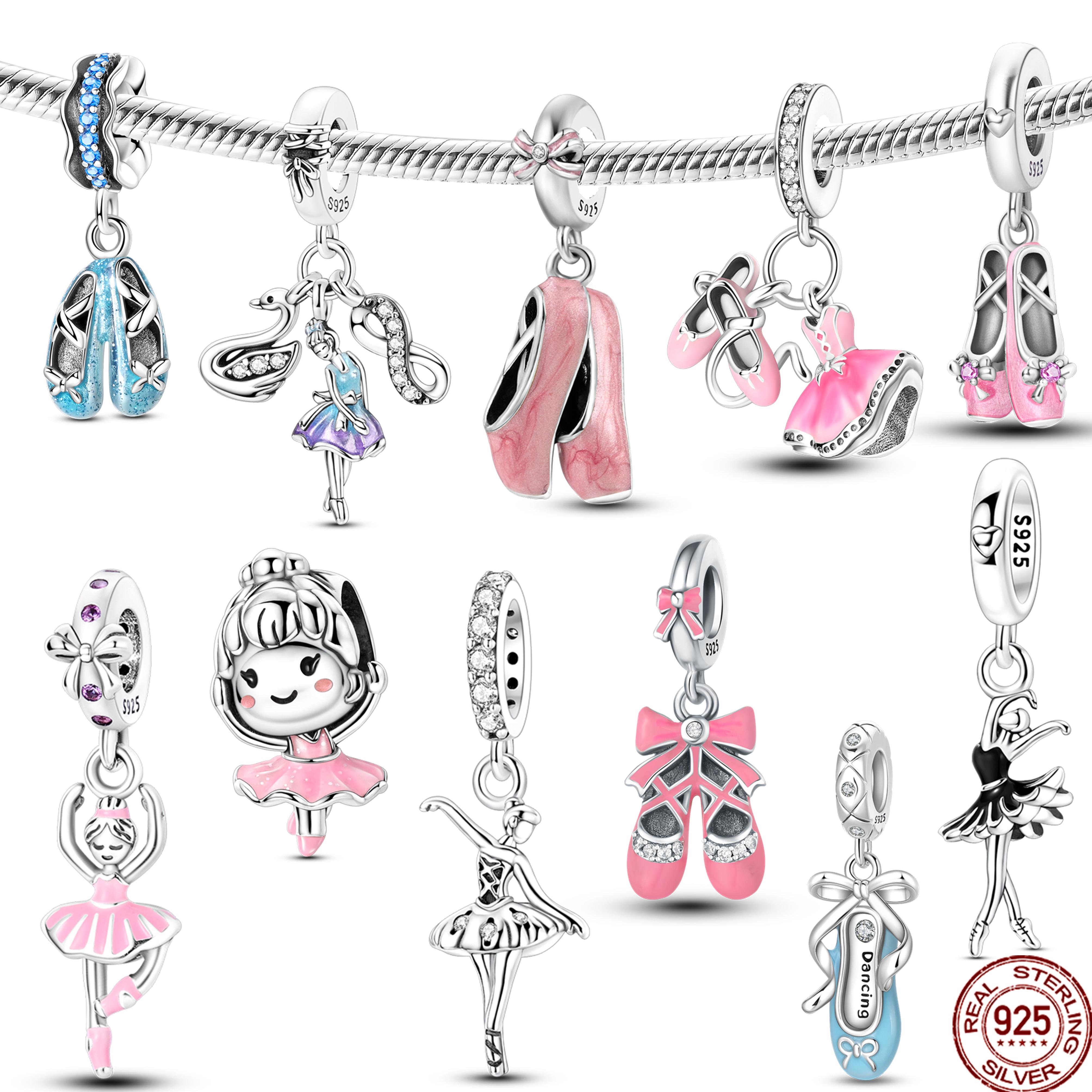 Yiran Dayang Hat Women's Pink Copper Genuine Ballet Shoes Charm Ballet Dancer Pendant For Doityourself Beads Fits Genuine Bracelets Necklaces